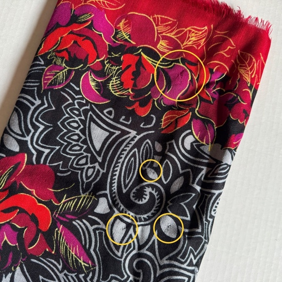 Yves Saint Laurent Wool Shawl Vintage YSL Rose Print - Picture 12 of 15